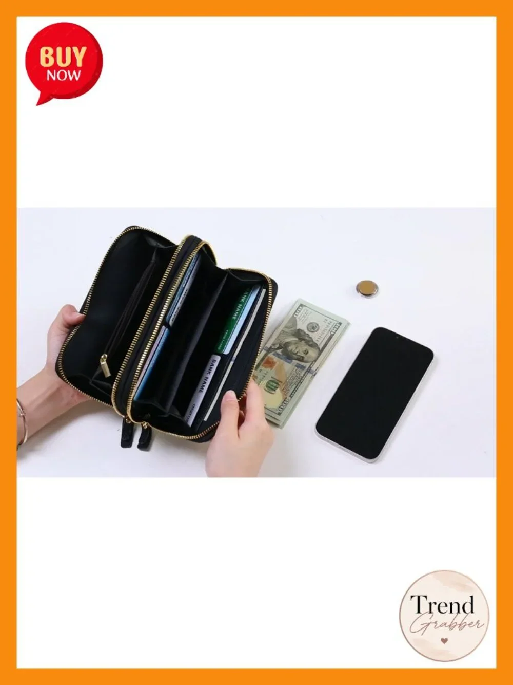 Large Capacity RFID Blocking Wristlet Leather Wallet with 16 Card Slots